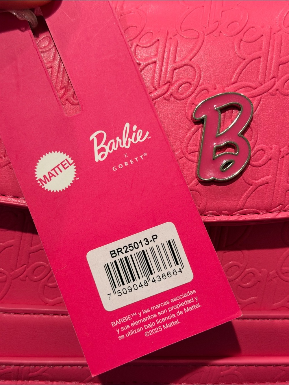 Barbie Hot Pink Embossed Mini Top-Handle Bag - Picture 7 of 17